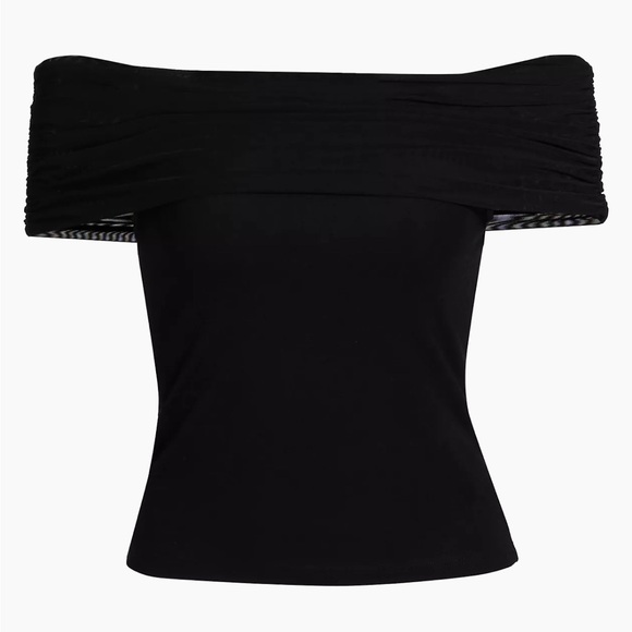 Reformation Tops - Reformation Elegant Black Off-Shoulder Top